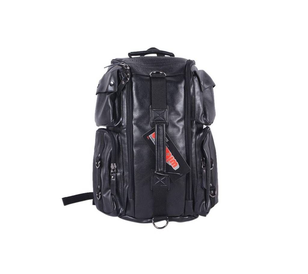 Black PU Leather Backpack for Men