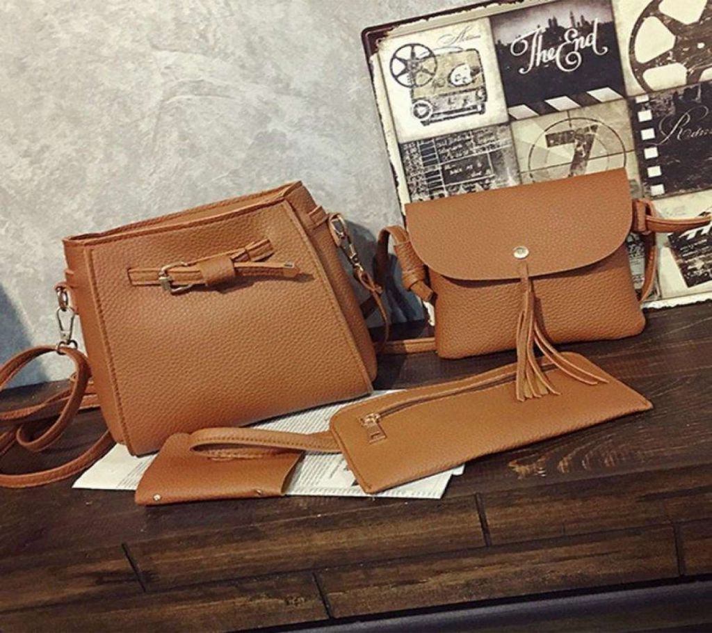 4 in 1 PU Leather Bag Tote Beg Handbags Sling Adjustable Shoulder