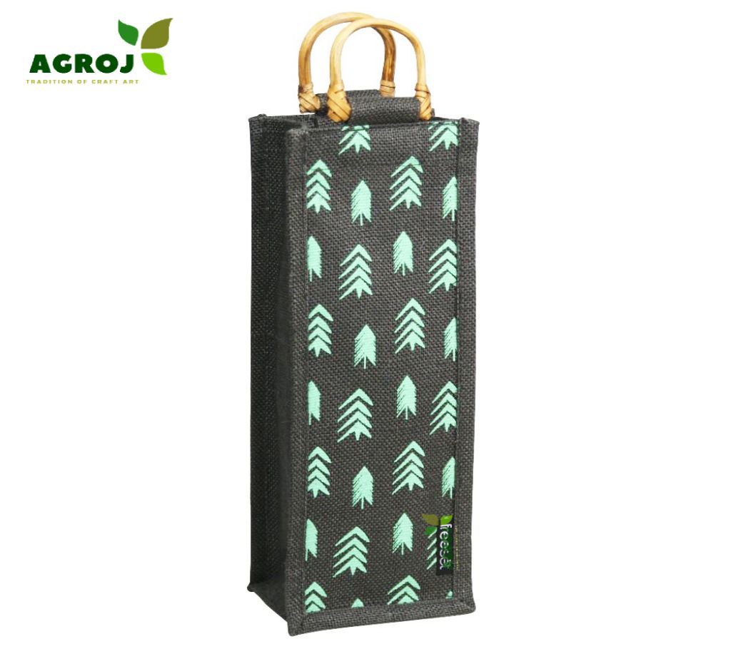 Jute Water Bag With Cane Handle