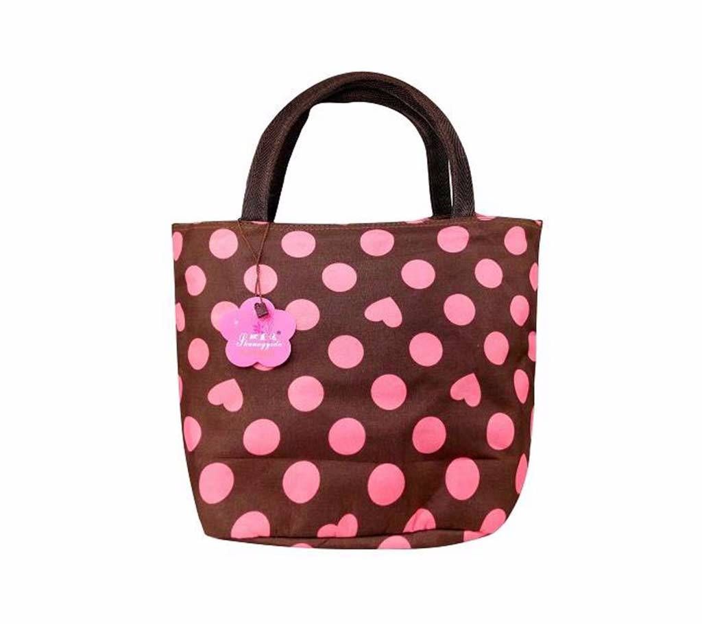 Coffee and pink  ladies hand bag