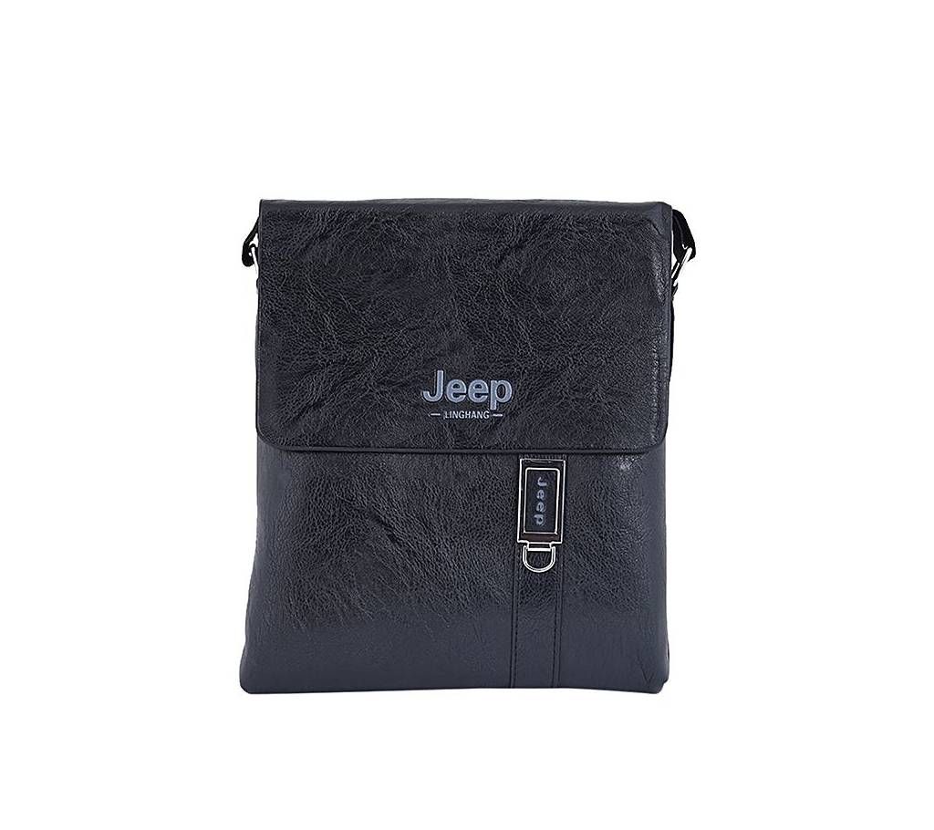 Leather Messenger Bag For Men - Black