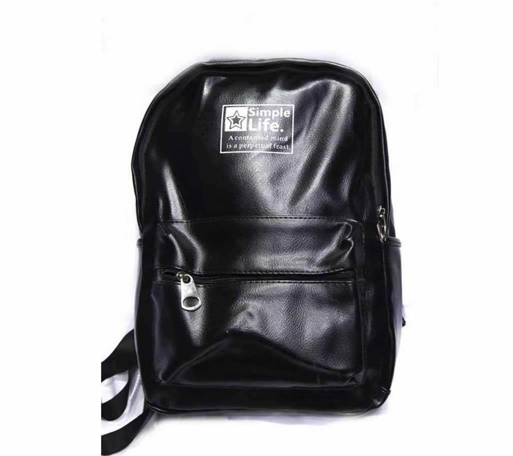 Artificial Leather Black Backpack 