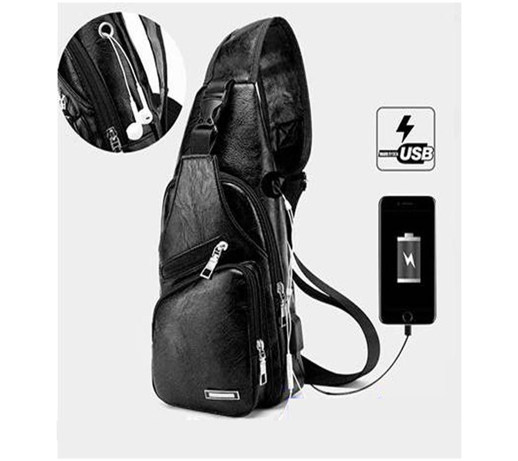 HAODIER Crossbody Leather Backpack - Black