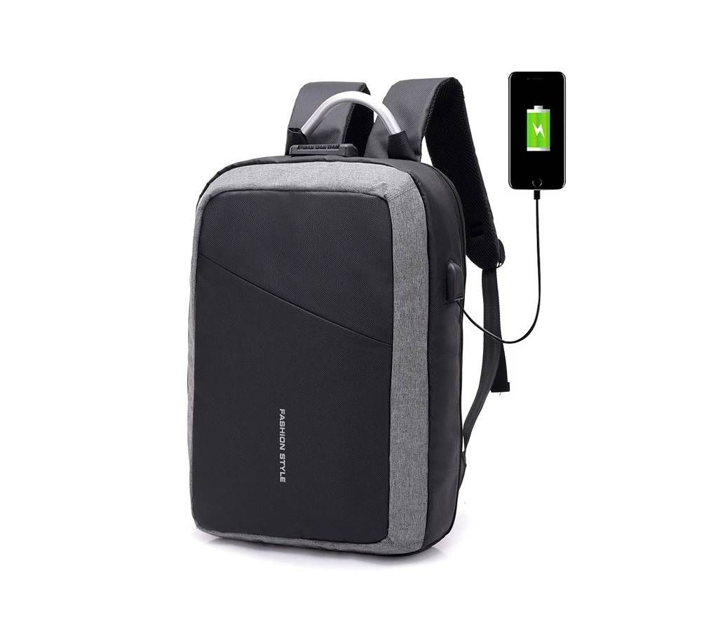 Password Interface Water Resistant New Anti-thief USB Recharging Backpack - Black