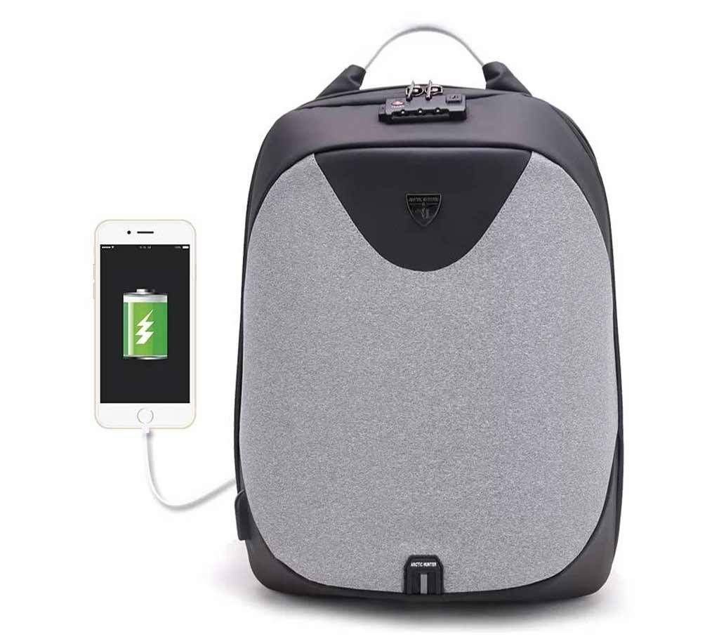 Water Resistant Anti Theft Hidden Zipper Backpack - Black and Grey