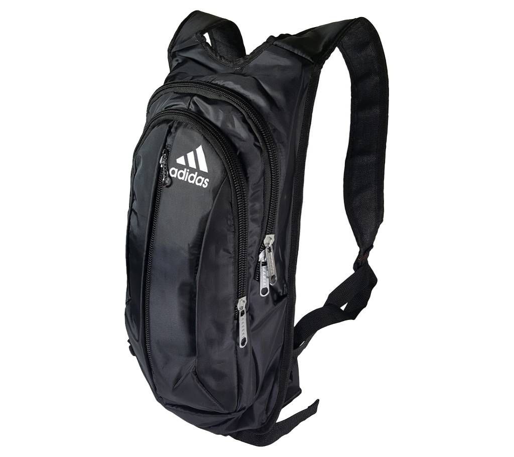 Black Nylon and Polyester Fabric Biker Backpack