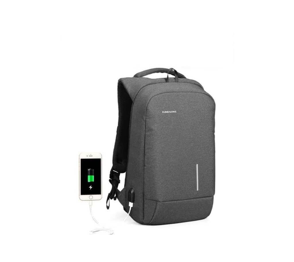 Kingsons USB Charge Anti Theft Backpack - Black
