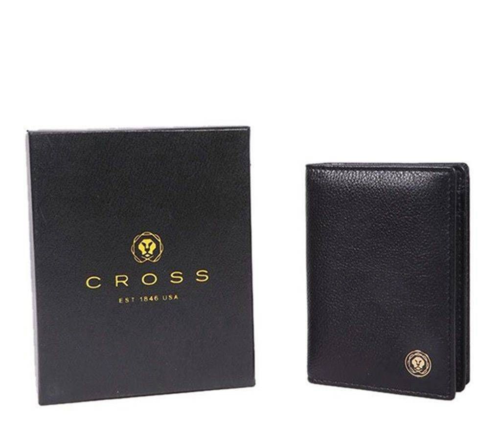 Cross Leather Unisex Card Holder - Black