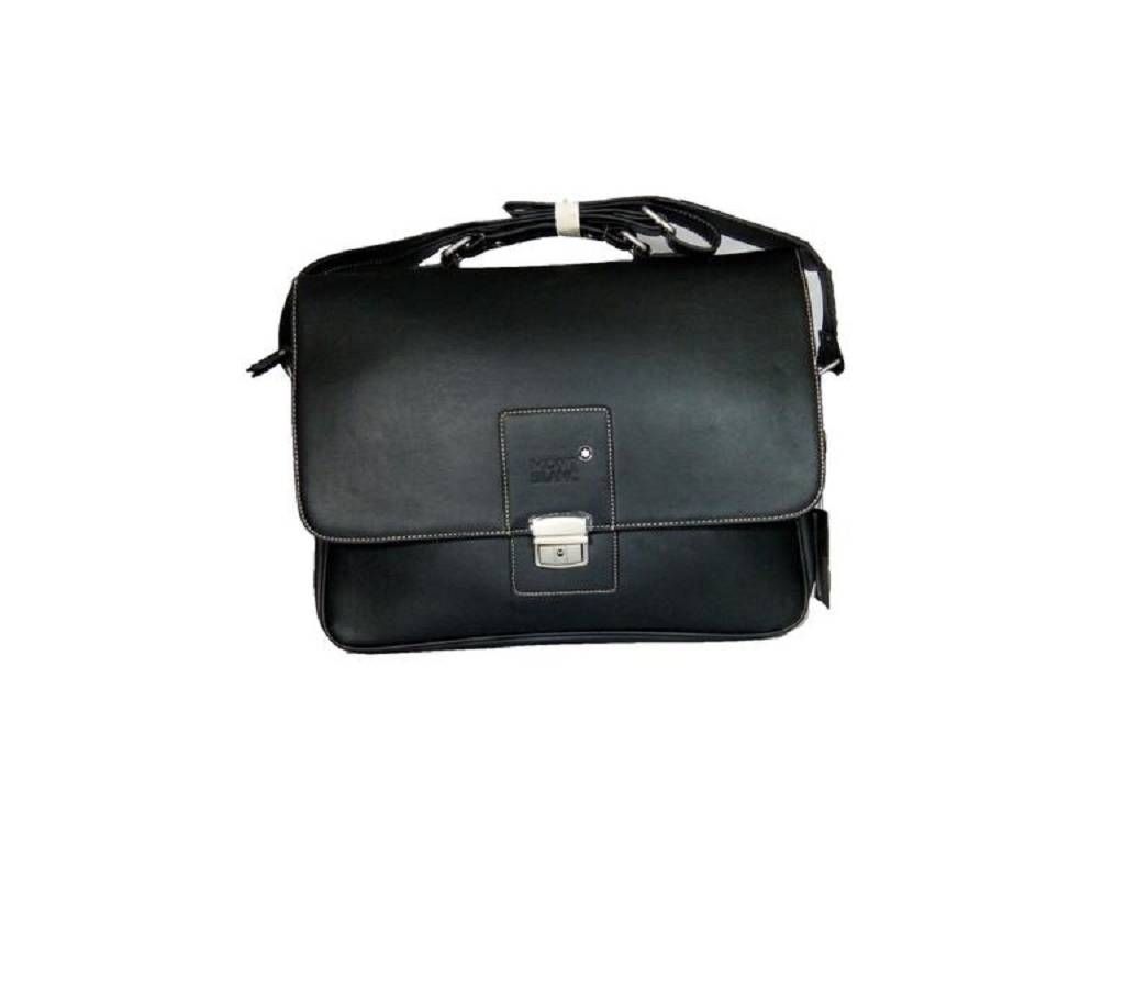 Mont Blanc Push Lock Pure Leather Shoulder Bag