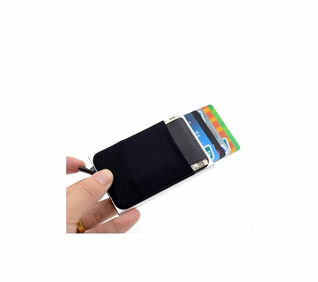 Slim Aluminum With Elasticity Back Pouch ID Credit Card Holder Mini RFID Wallet