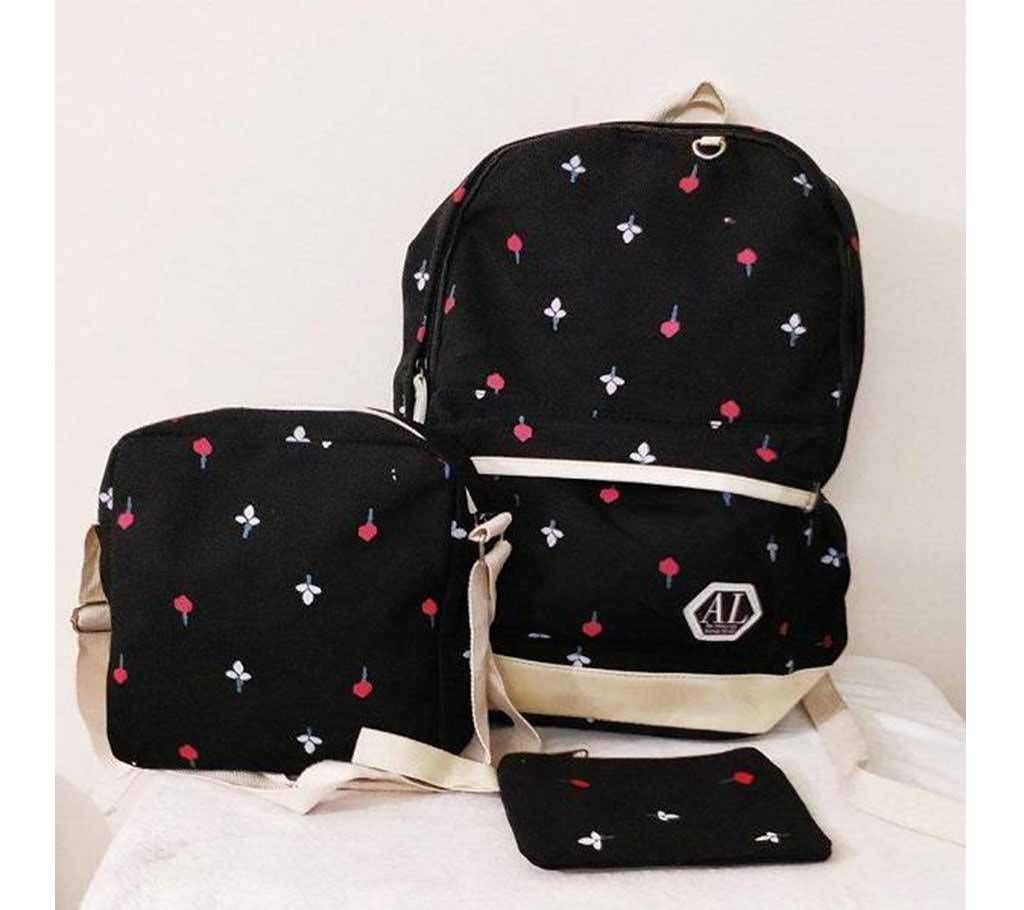 3 In 1 Light Weight Canvas Girls Canvas Bag Combo