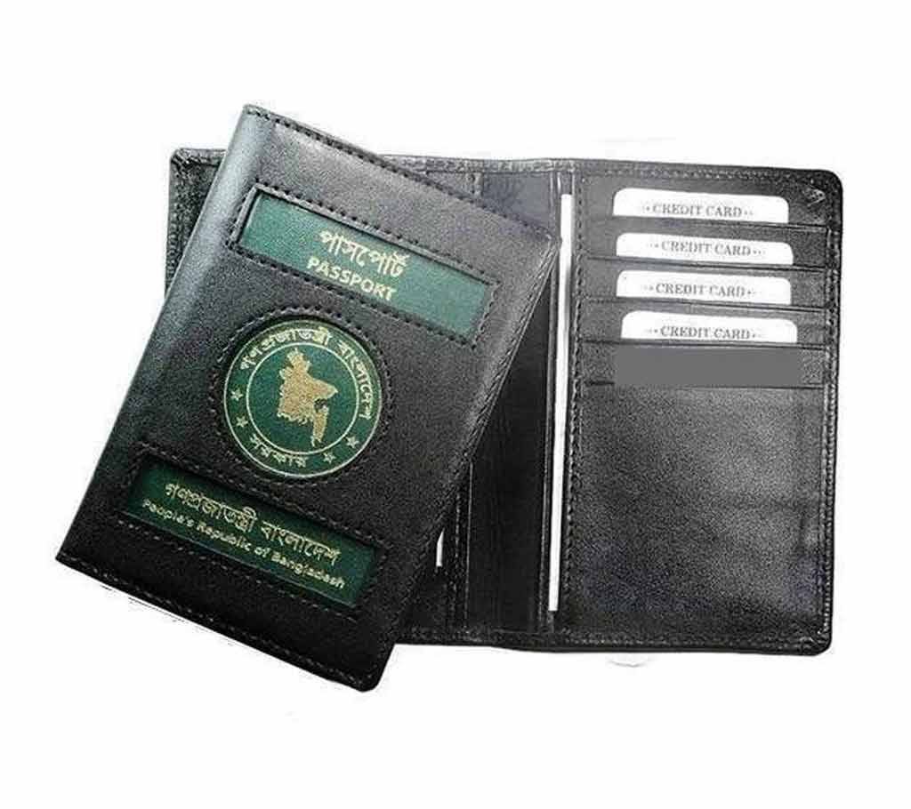 Genuine Black Leather Passport Cover