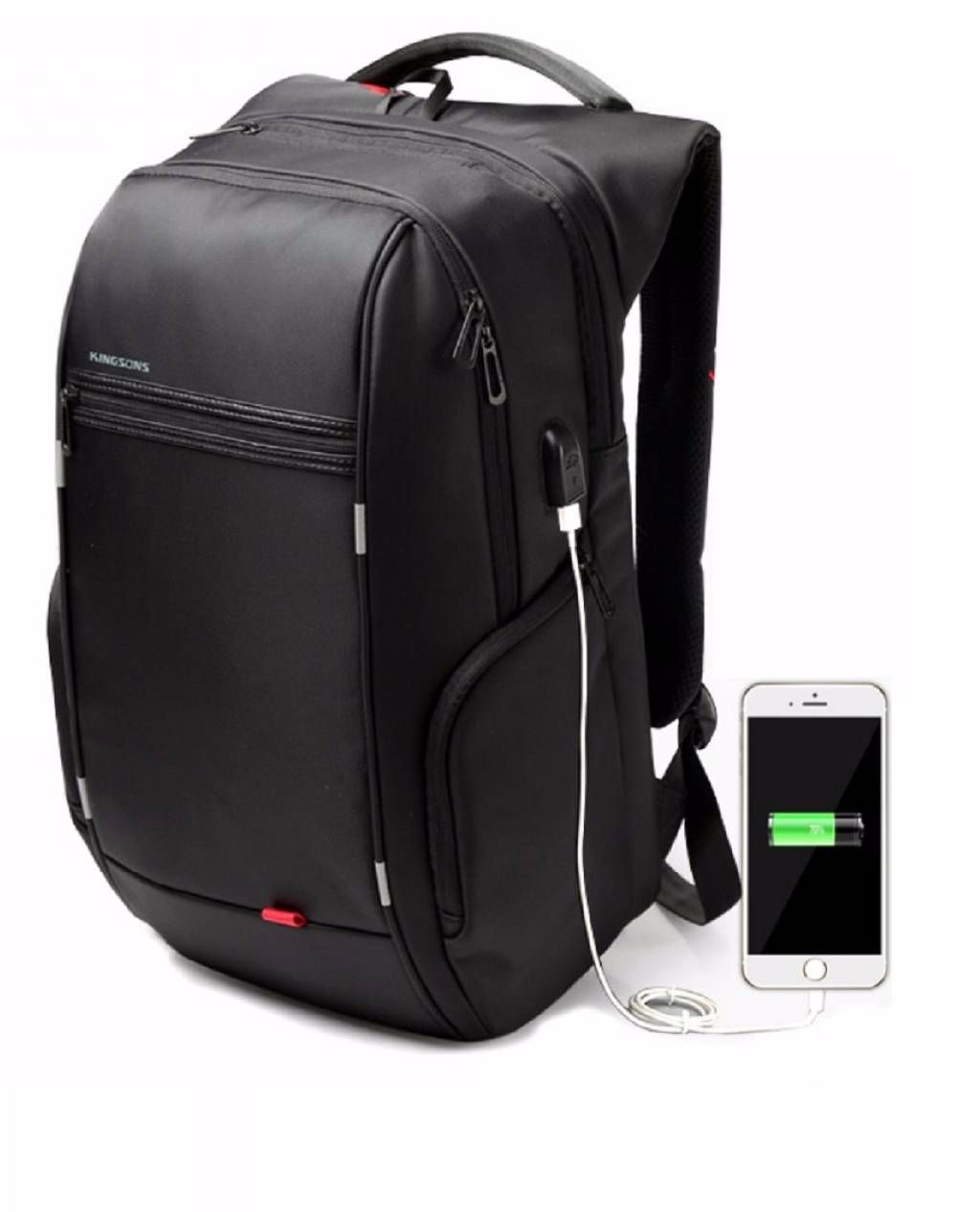Kingsons 15 - 17 inch  USB Backpack - Black