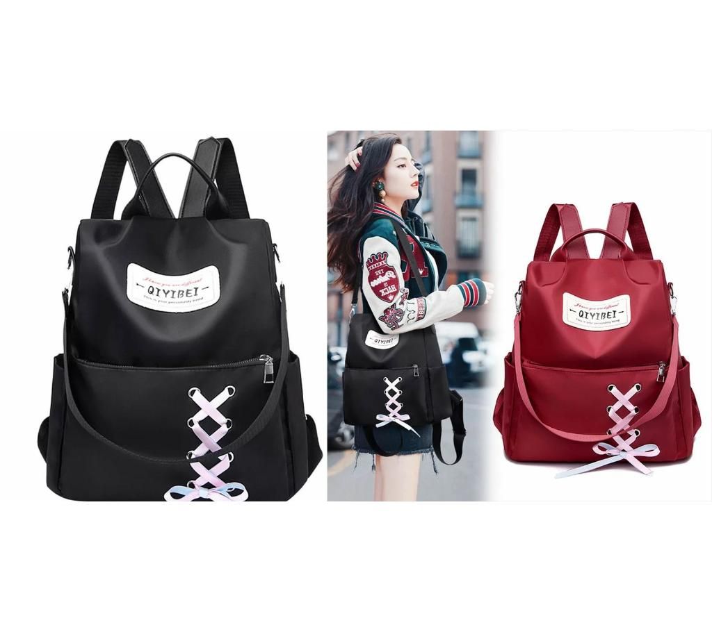 Women Shoe Laces Design Backpack with Key chain