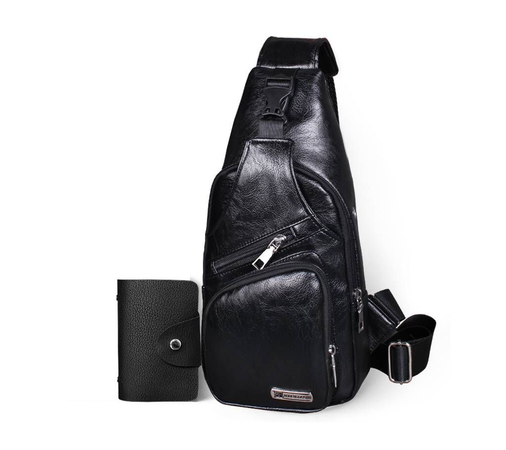 2 in 1 PU Leather Slide bag (Black)