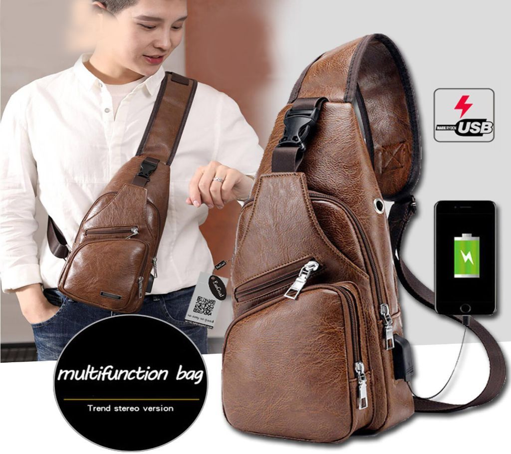 Unisex Crossbody Backpack-Brown
