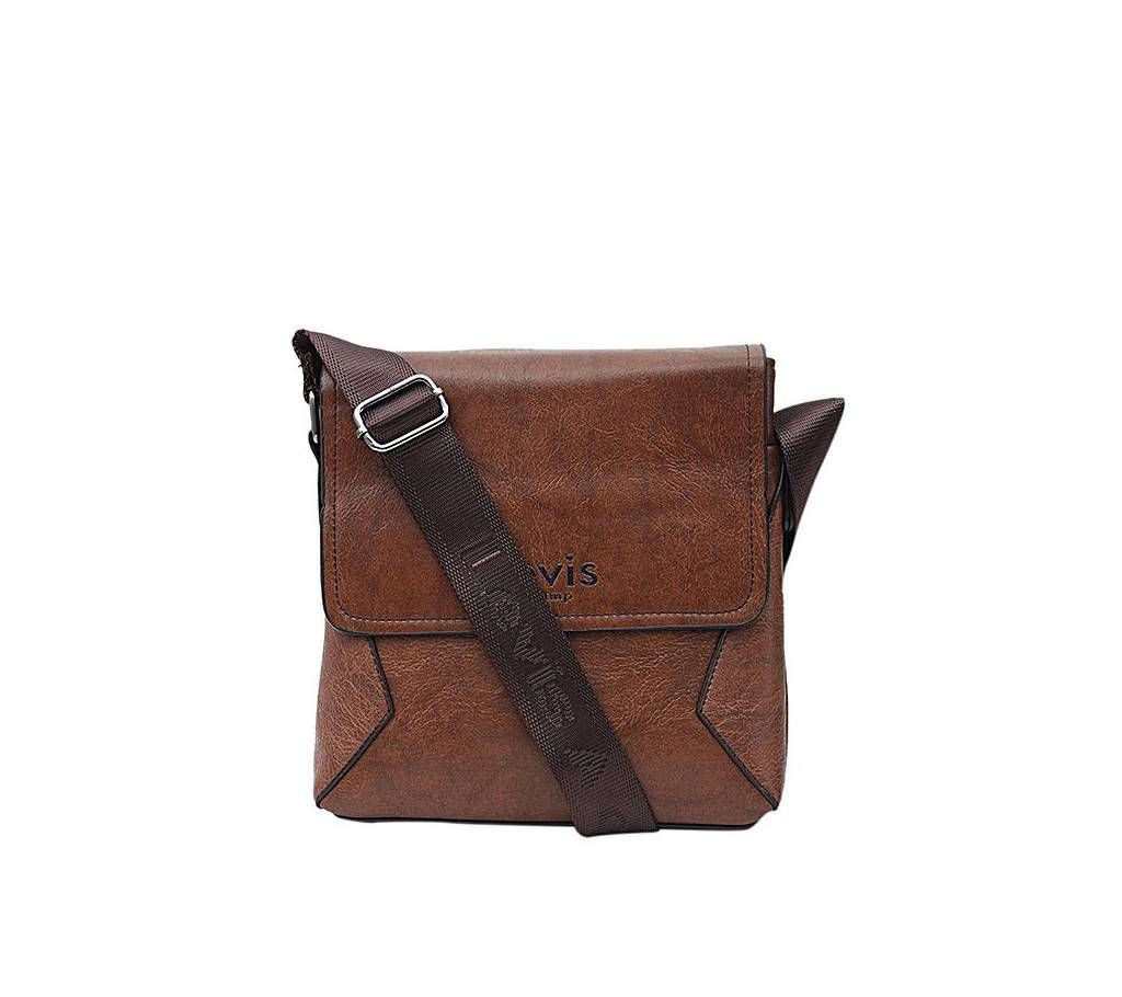PU Leather Messenger Bag For Men - Dark Brown