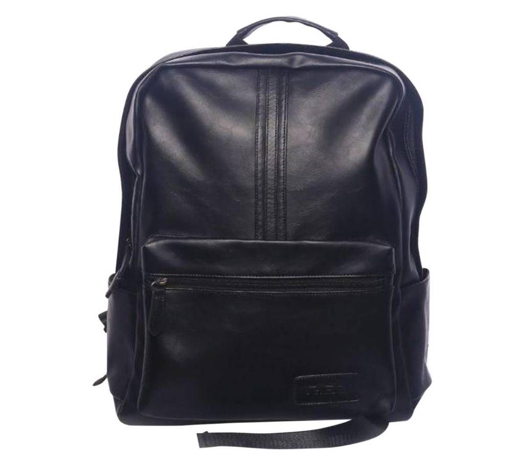 Black Leather Backpack for Men