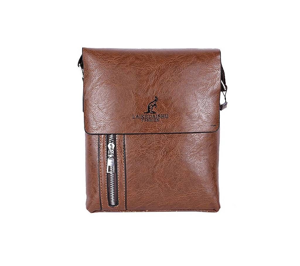 Chocolate Leather Messenger Bag For Men