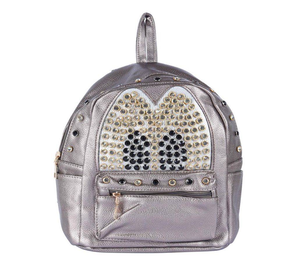 Rose Golden PU Leather Backpack For Women