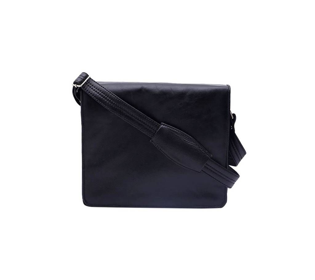 Small Leather Side College Bag - Black Color