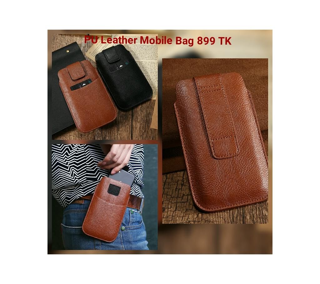 PU LEATHER MOBILE BAG BLACK BROWN