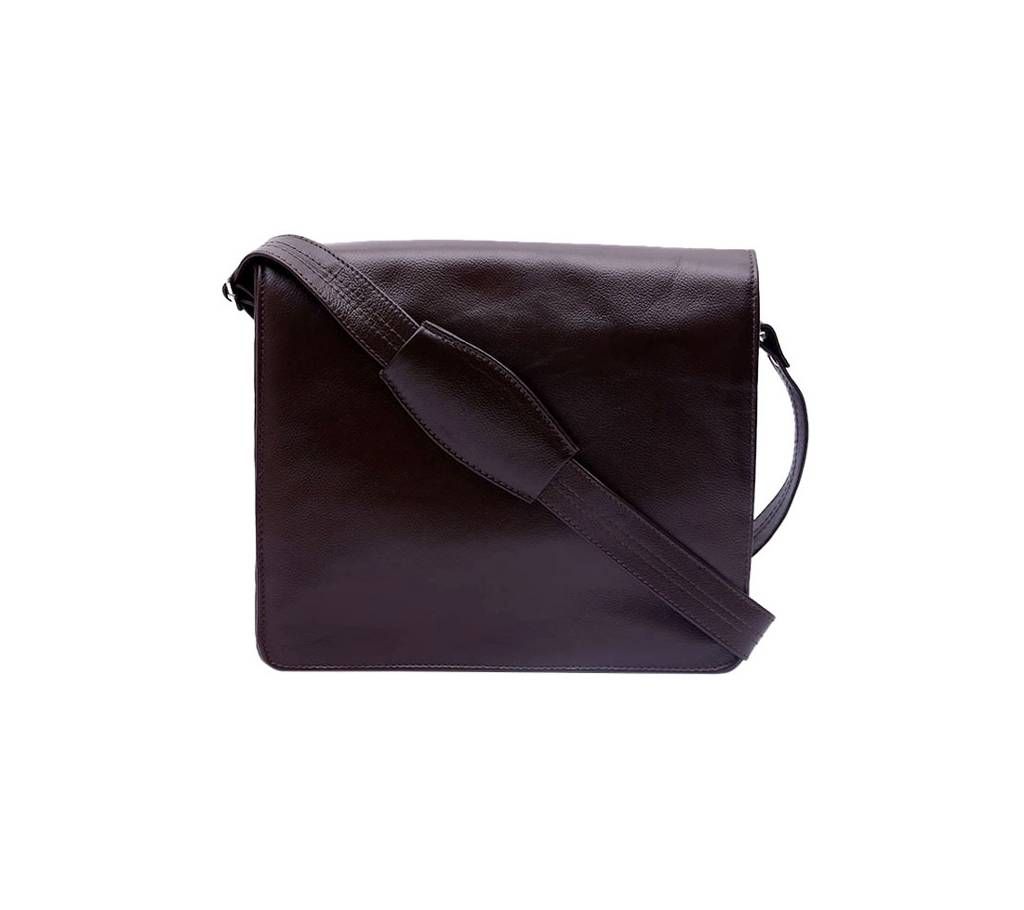 Leather Small Side College Bag - Brown Color