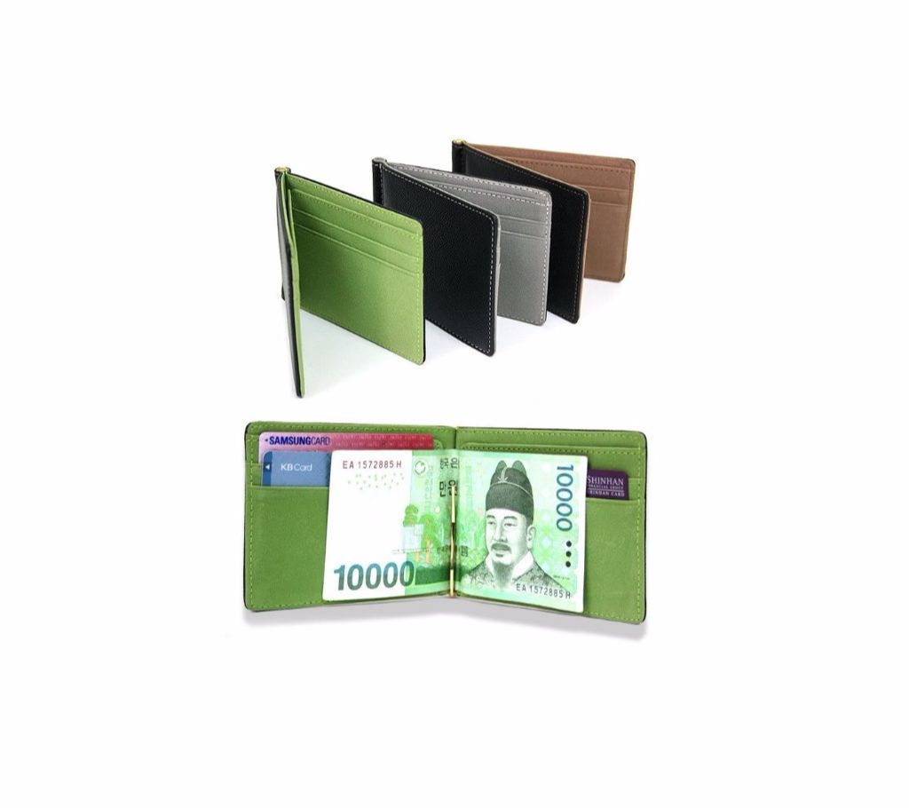 Leather Metal Solid Credit Money Holder Clip Wallets