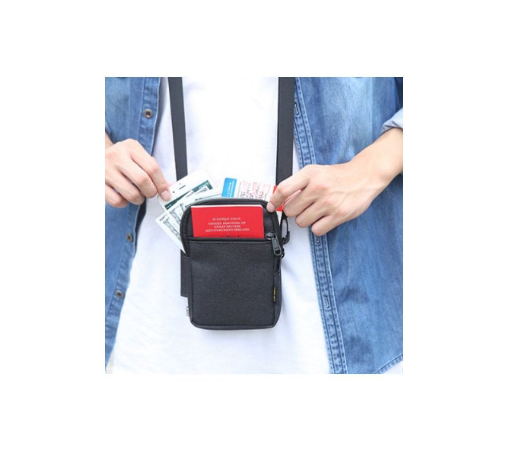 Cross Belt Zipped Hanging Passport Bag
