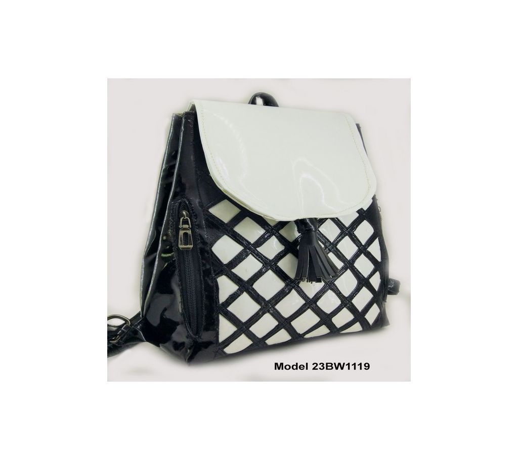 Ladies Black-White Backpack