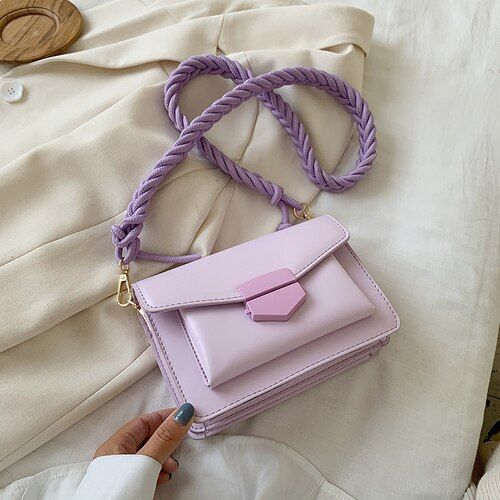 Braided Shoulder Strap Design Small PU Leather Crossbody Bags For Women 2021 Shoulder Handbag Female Luxury Cross Body Bag
