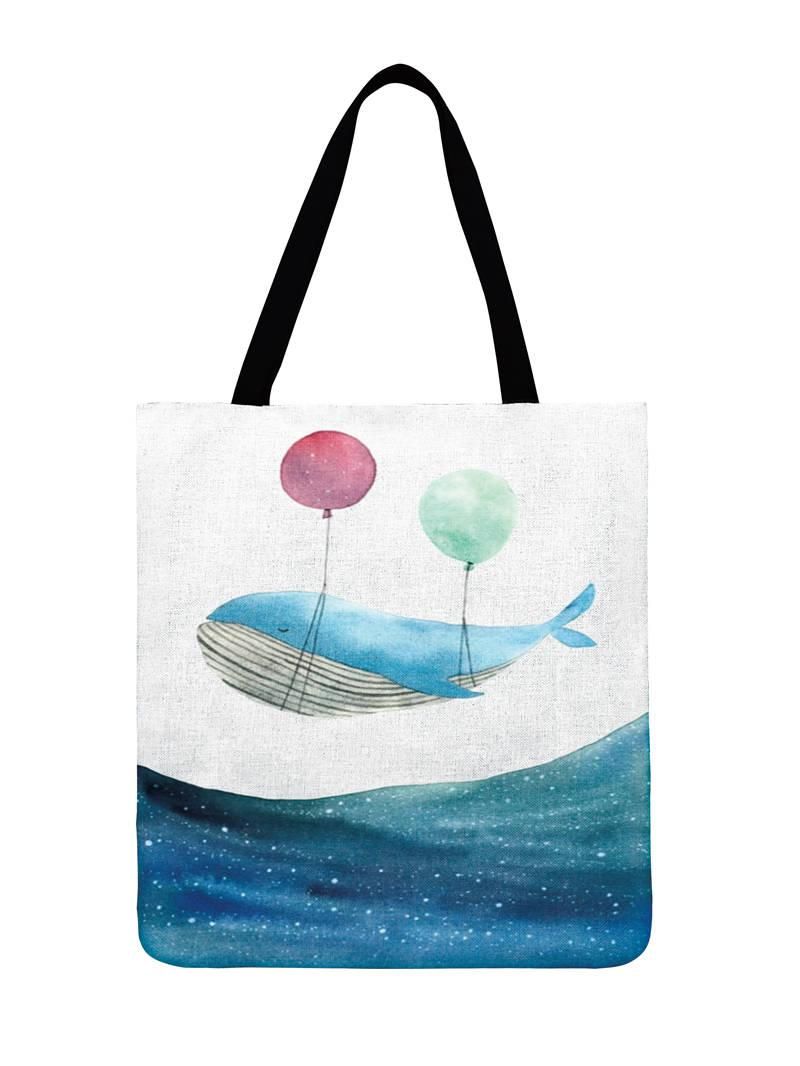 Ladies Shoulder Bag Whale Ocean Printed Tote Bag For Women Outdoor Beach Bag Foldable Shopping Bag Daily Hand Bag