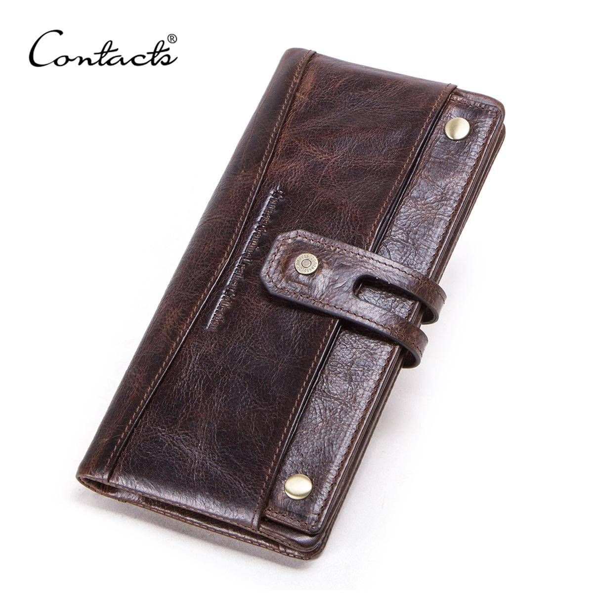 Contact'S Fashion Wallet Men  Leather Wallet Male Long Design Coin Purse Card Holder Phone Pocket High Quality Long Clutches
