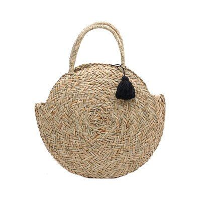 Moroccan Palm Basket Bag Women Hand Woven Round Straw Bags Natural Oval Beach Bag Big Tote Circle Handbag 2021 New Dropshipping
