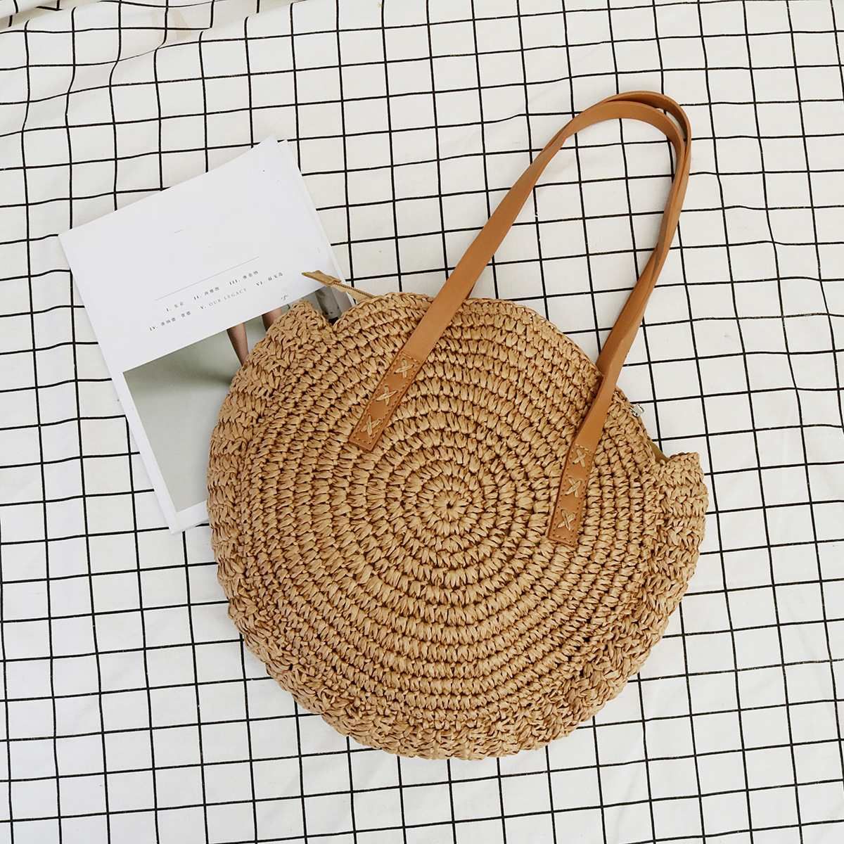Woman Hand-woven Rattan Straw Tote Wicker Hand Bohemian Summer Holiday Beach Shoulder Ladies handbag
