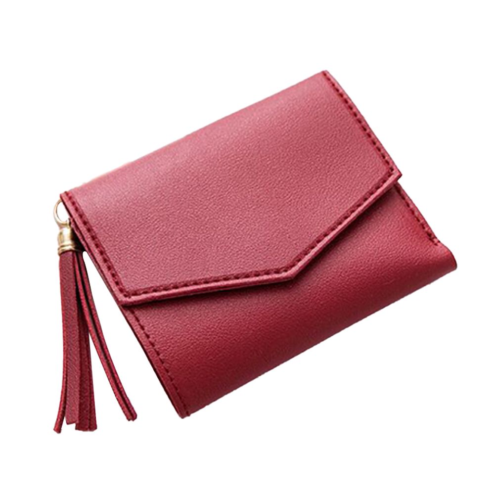 Yfashion Women Short Wallet 3-folds assel Solid Color PU Leather Magnetic Buckle Square Purse
