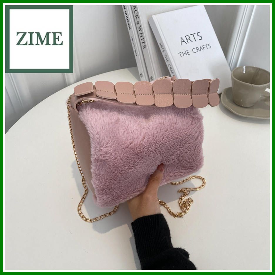 Simple furry small bag women's new western style autumn and winter plush shoulder messenger bag furry handbag