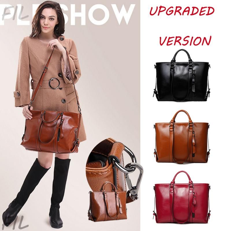 Women Bags  Wax Leather Handbags Tote Fashion Women Messenger Shoulder Bag Ladies Large Bags