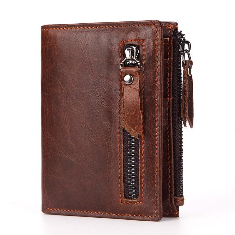 Leather zipper Money bag For Men
