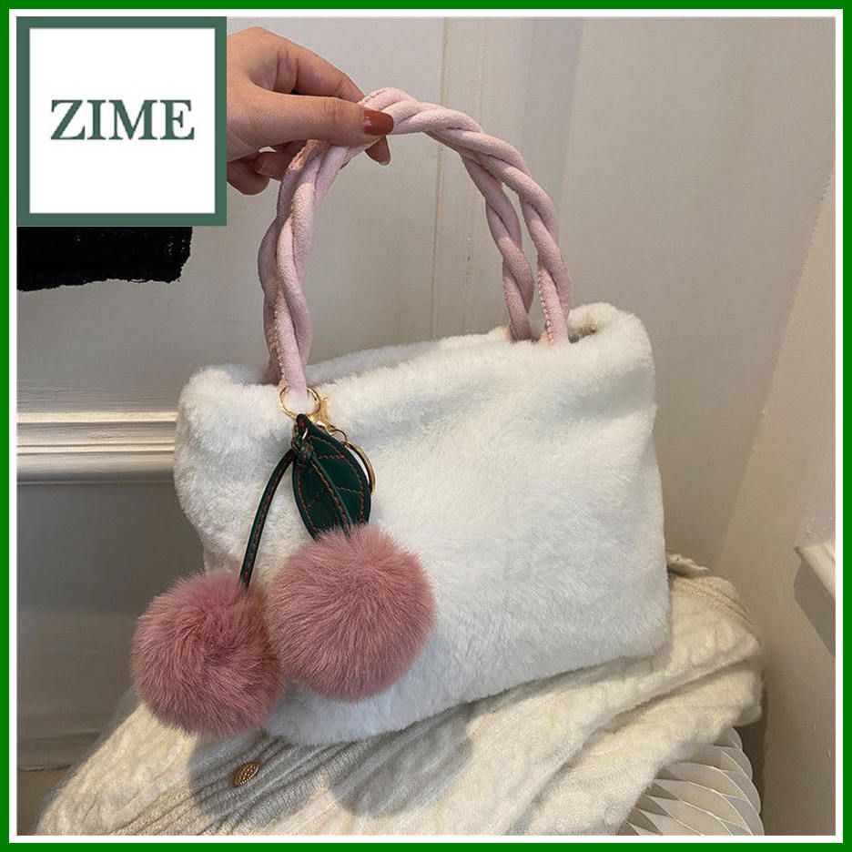 Plush small bag women's autumn and winter new trendy furry cute messenger bag winter furry portable bucket bag