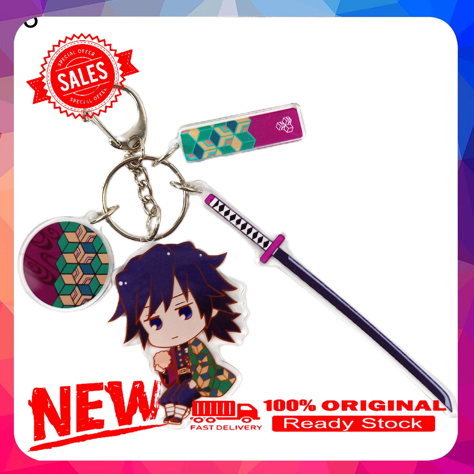 Cartoon Cute Anime Demon Slayer Figure Acrylic Keychain Keyring Bag Pendant Gift