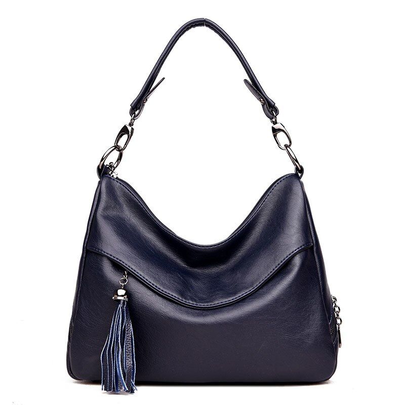 2021 Women Soft Leather Handbags High Quality Sac A Main Ladies Hand Bag Top-handle Vintage Leather Shoulder Bag Tassel Solid