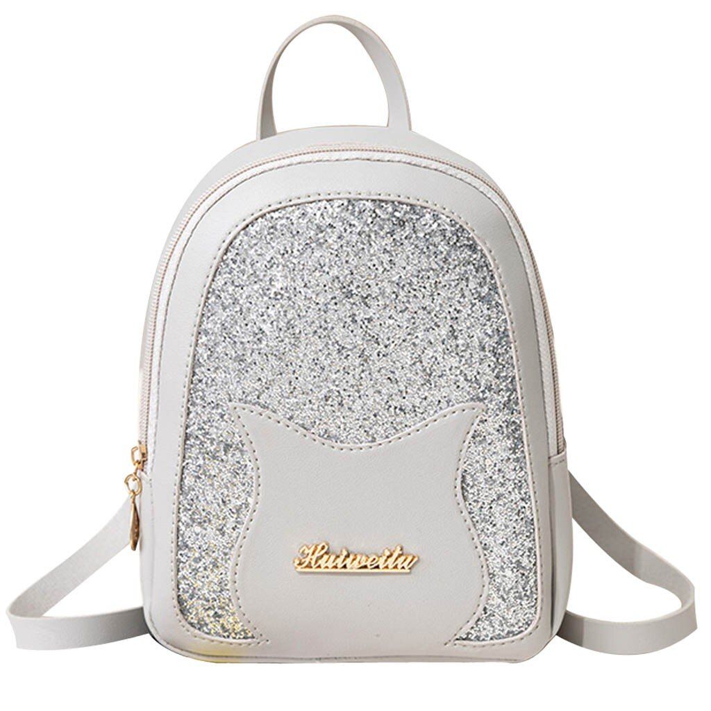 Mini Sequins Backpack Women PU Leather Shoulder Bag For Teenage Girls Kids Multi-Function Small Bagpack School Backpack #T5P