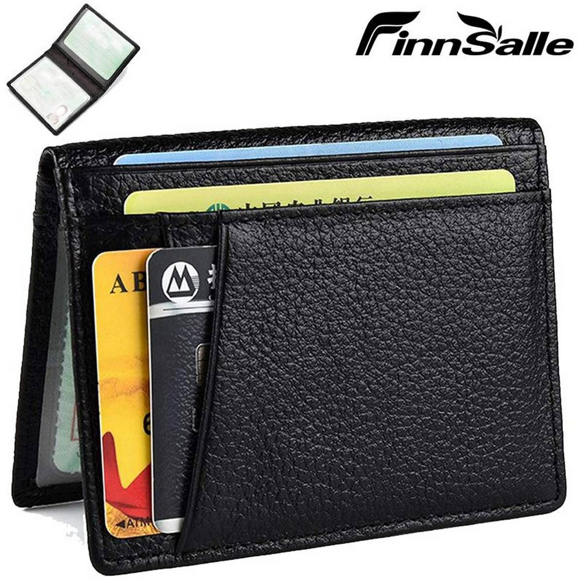 FinnSalle Minimalist Front Pocket Wallet - Blocking Leather Slim Bifold Wallet for Men Women