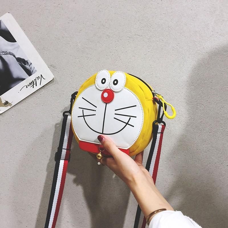 New Style Doraemon Canvas Chain Shoulder Messenger Bag  New Korean Version of Cute Cartoon Small Round Bag