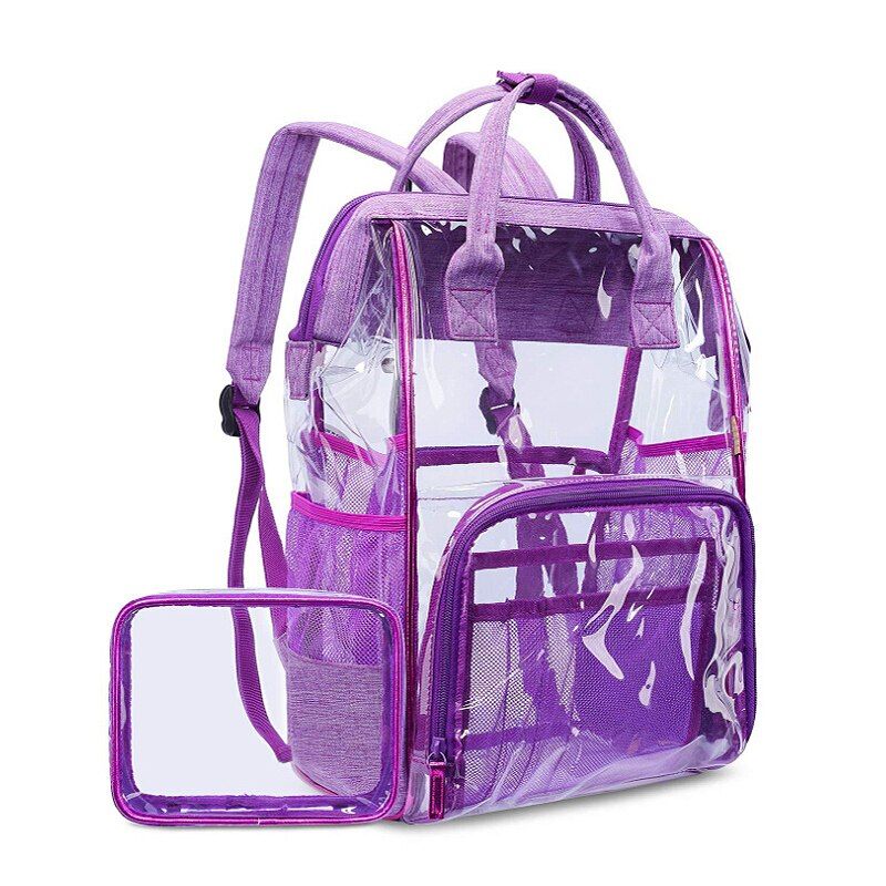 2020 Fashion Women Bag Zippper 2 in 1 Clear Backpack School Bookbag Pencil Case Transparent Backpack Bags