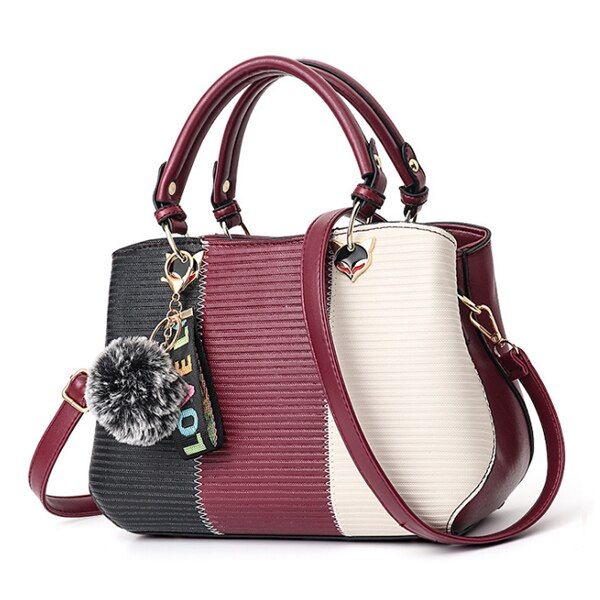 Women Shoulder Bags Hairball Ornaments Totes Patchwork Handbag Party Purse Ladies Messenger Crossbody Handbags bolso mujer