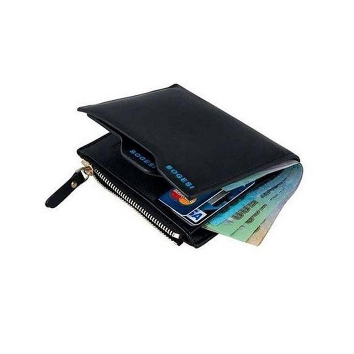 Bogesi Black Leather Wallet for Men