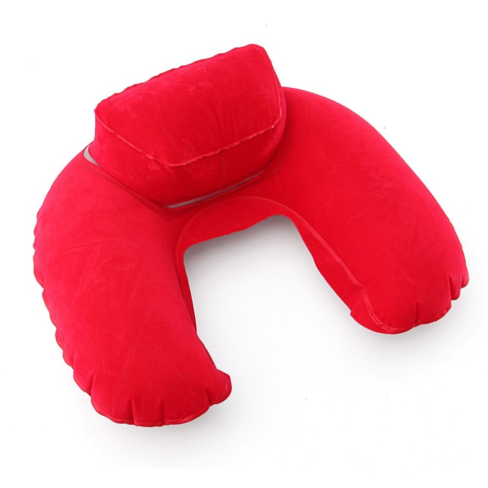 4 in 1 Double Part Inflatable Travelling Pillow Set with Eye Mask Ear Plug & Pouch