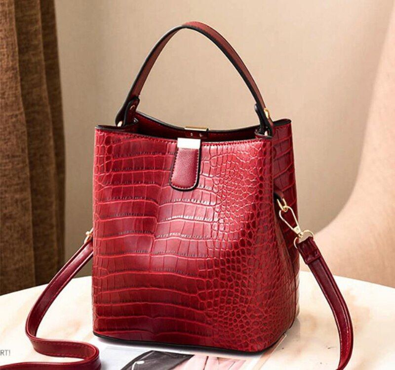 2021 INS Alligator Bucket Bags Women Crocodile Pattern Handbag Capacity Casual Crocodile Shoulder Messenger Bags Ladies PU Purse
